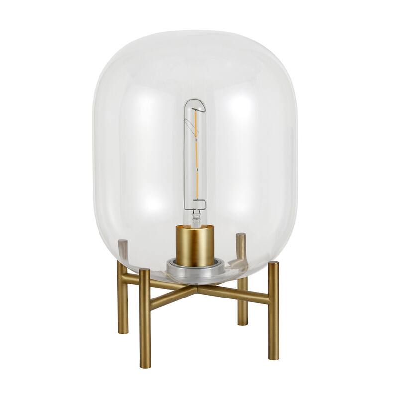 15" Contemporary Metal Table Lamp with Rotary Socket Switch and Clear Cylinder Glass Shade for Bedrooms - 15”H x 9”W x 9”D
