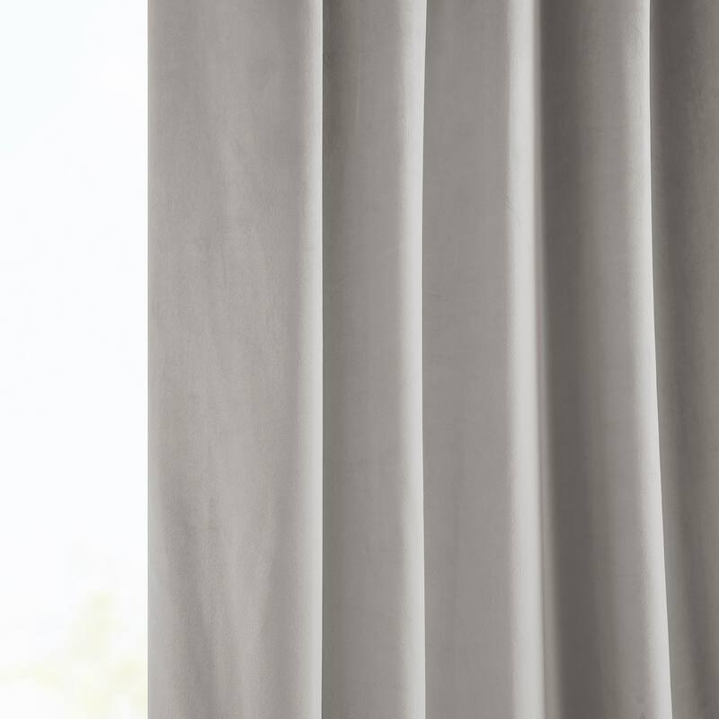 Exclusive Fabrics Heritage Plush Velvet Room Darkening Curtain (1 Panel) - Luxurious Single Drapery for Enhanced Room Darkening - 50 X 96 - City Grey