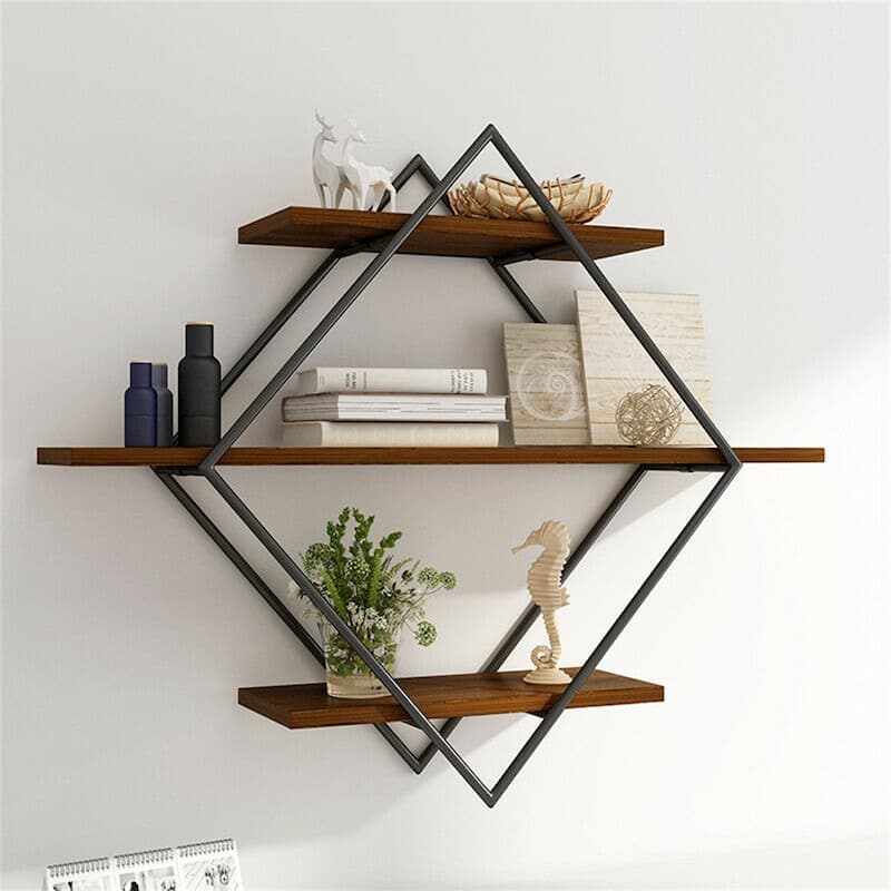 3 Piece Diamond Wood Floating Shelf - 20 inch H