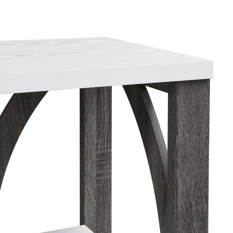 console table with open storage shelf