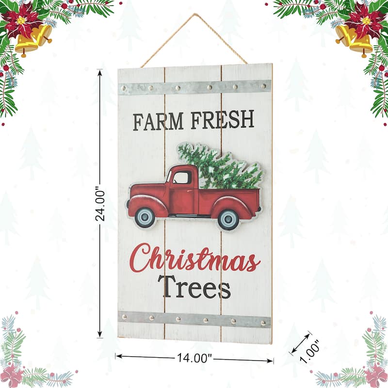 Glitzhome Wooden Christmas Elf Sweater or Truck Wall Hanging Sign Door Hanger