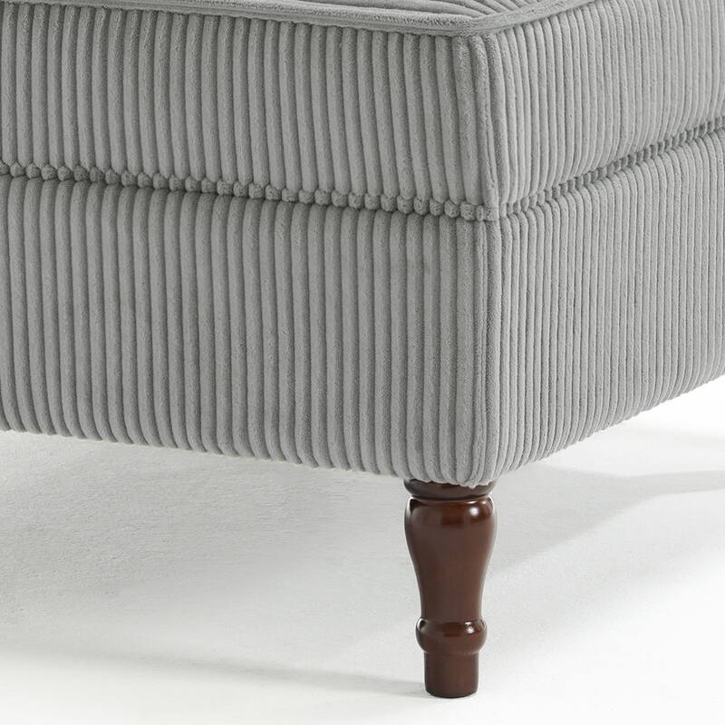 31.78" W Oversized Square Upholstered Storage Ottoman with Wooden Tray
