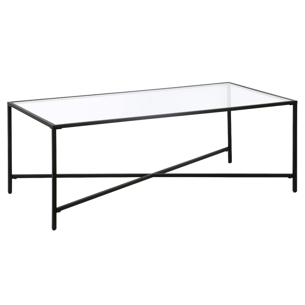 Henley 48" Wide Rectangular Coffee Table with Glass Top