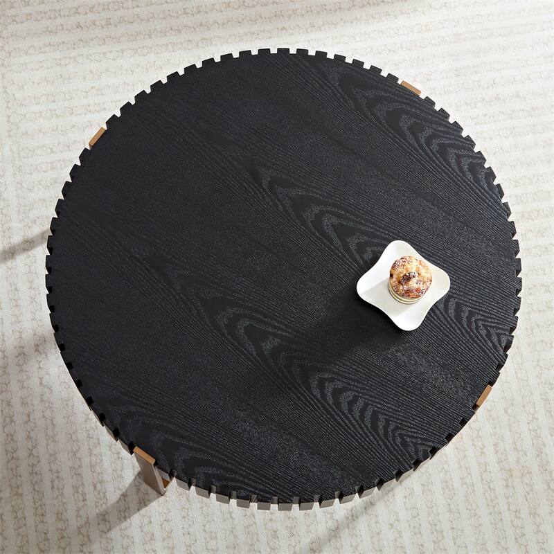 Modern 31.5" Round Coffee Table with Sturdy Metal Pedestal