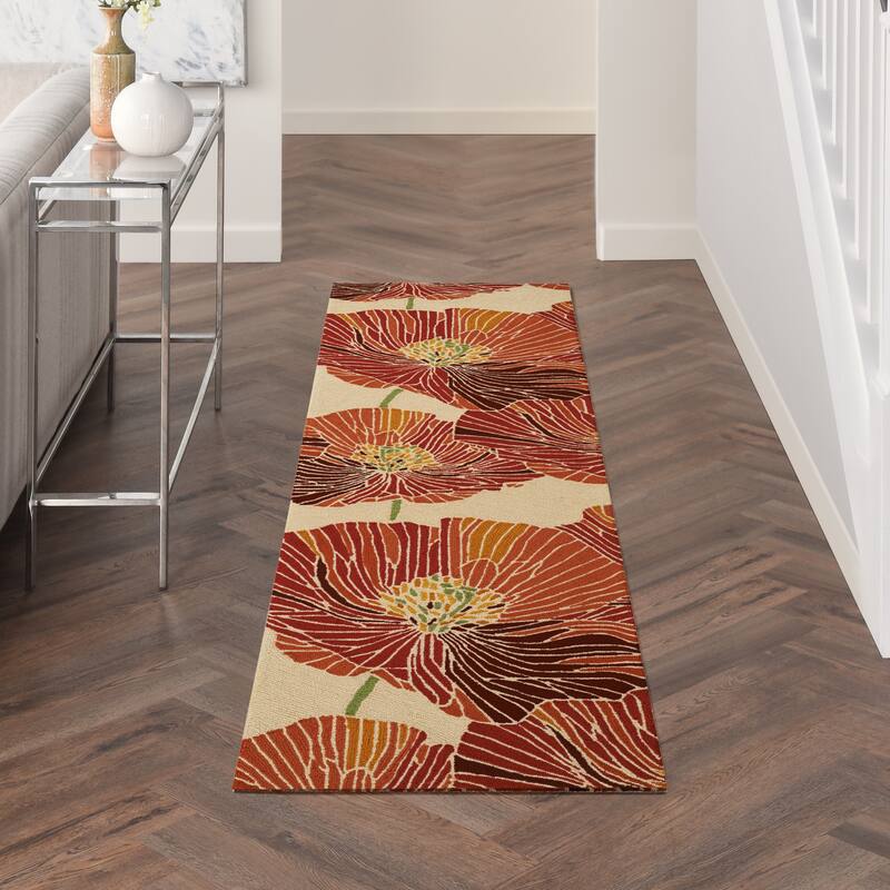 Nourison Fantasy Abstract Floral Area Rug - 2' 3" x 8' - Orange - Runner