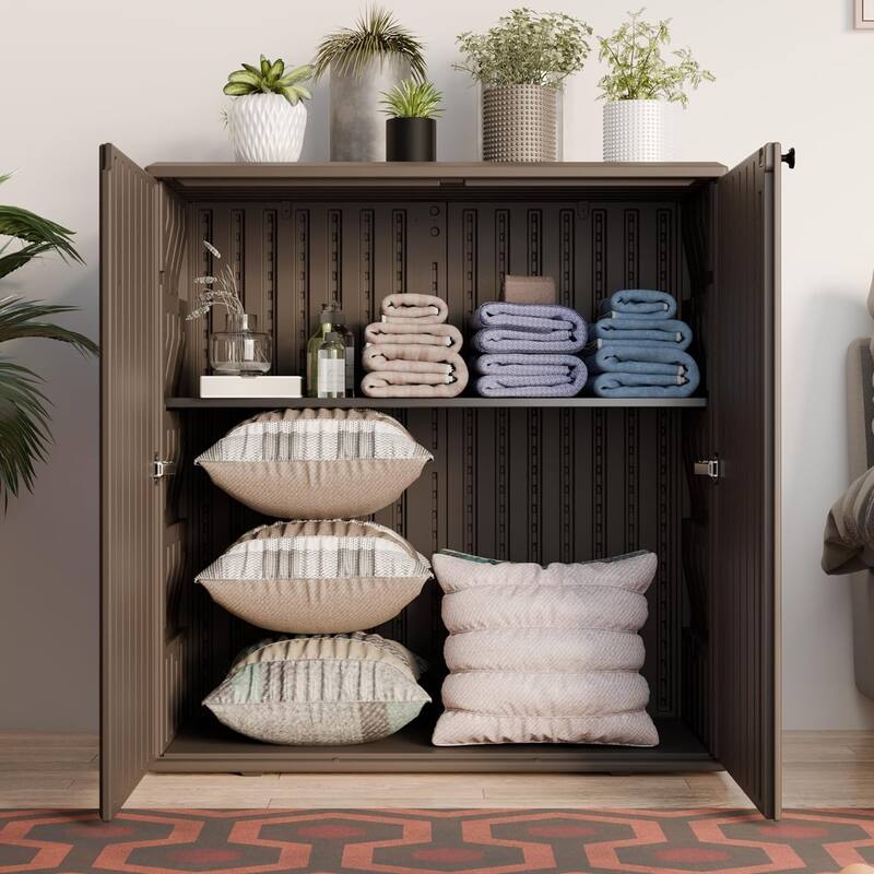 Outdoor Resin Deck Box Storage Shed for Garden,Patios,Backyards,Tools