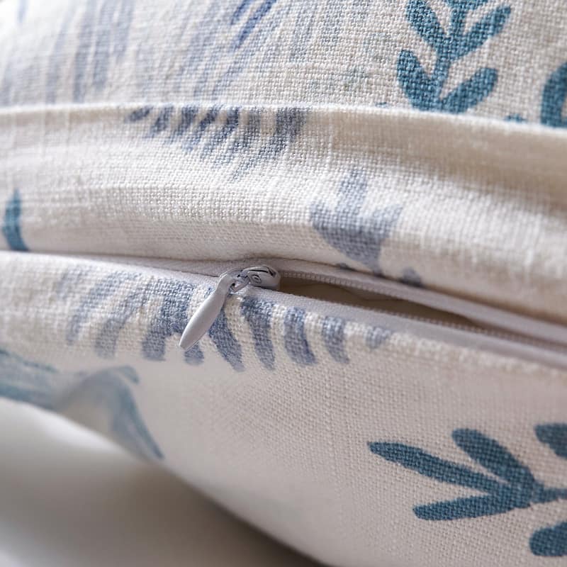 HiEnd Accents Oceania Blue Coastal Paradise Jute Trim Square Pillow, 20" x 20"