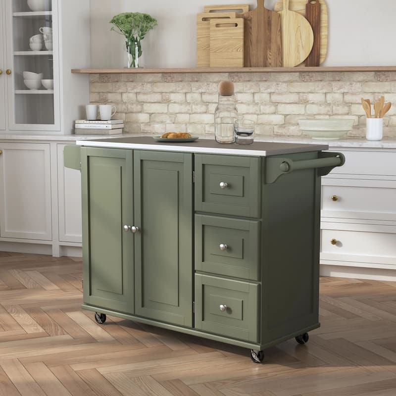 Dolly Madison Kitchen Cart with Stainless Steel Top by Homestyles On