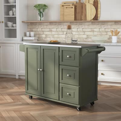 Dolly Madison Kitchen Cart with Stainless Steel Top by Homestyles