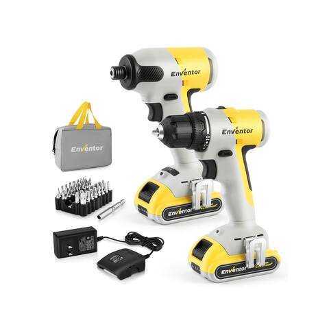 Eventor Cordless Drill Combo Kit, Brushless Power Tool Set - Yellow