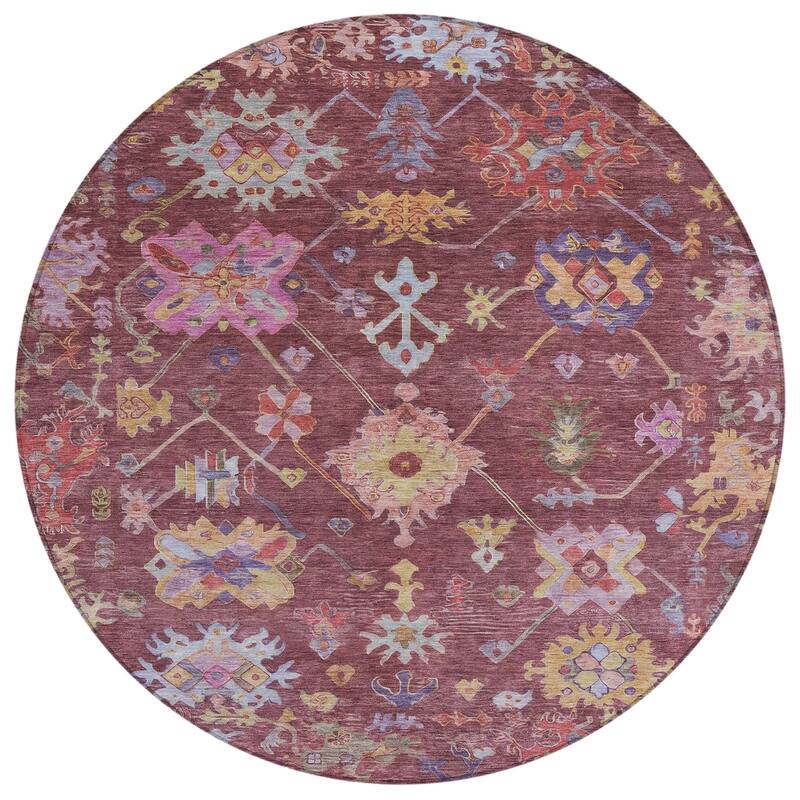 Machine Washable Indoor/ Outdoor Boho Traditional Chantille Rug