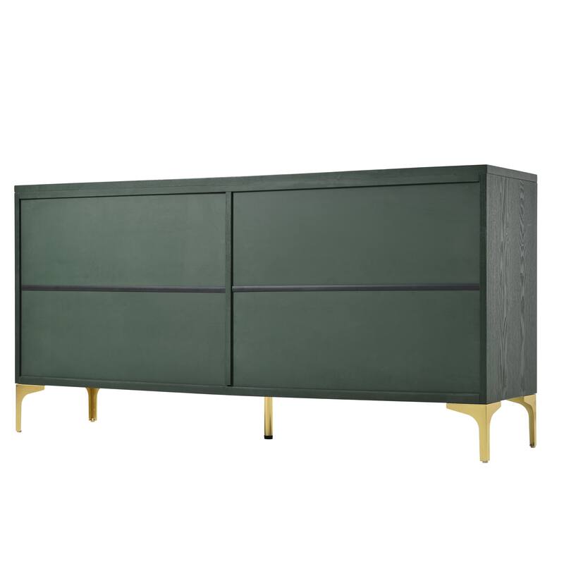 Buffet Cabinet with 4 Carved Doors, Sideboard Cabinet with Adjustable Shelves, Storage Cabinet with Metal Legs