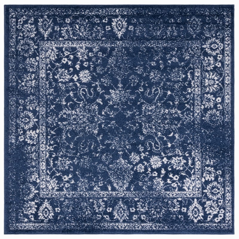 SAFAVIEH Adirondack Dakota Rustic Shabby Chic Distressed Rug - 3' Square - Navy/Ivory - Square