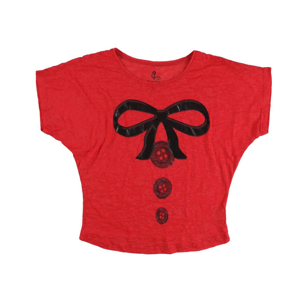 dELiA*s Womens Ribbon With Three Buttons Graphic T-Shirt, Red, Small