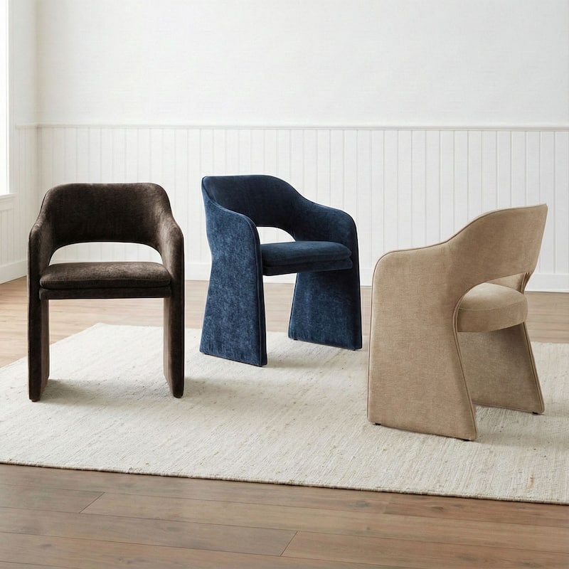 19" Seat Height Upholstered Chenille Dining Armchair (Set of 4)