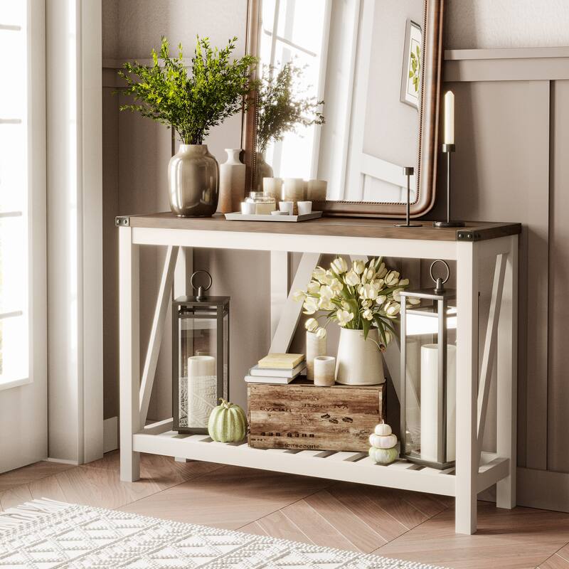 Crestlive 2 Tiers Entryway Console Table Living Room Behind Couch Sofa Table