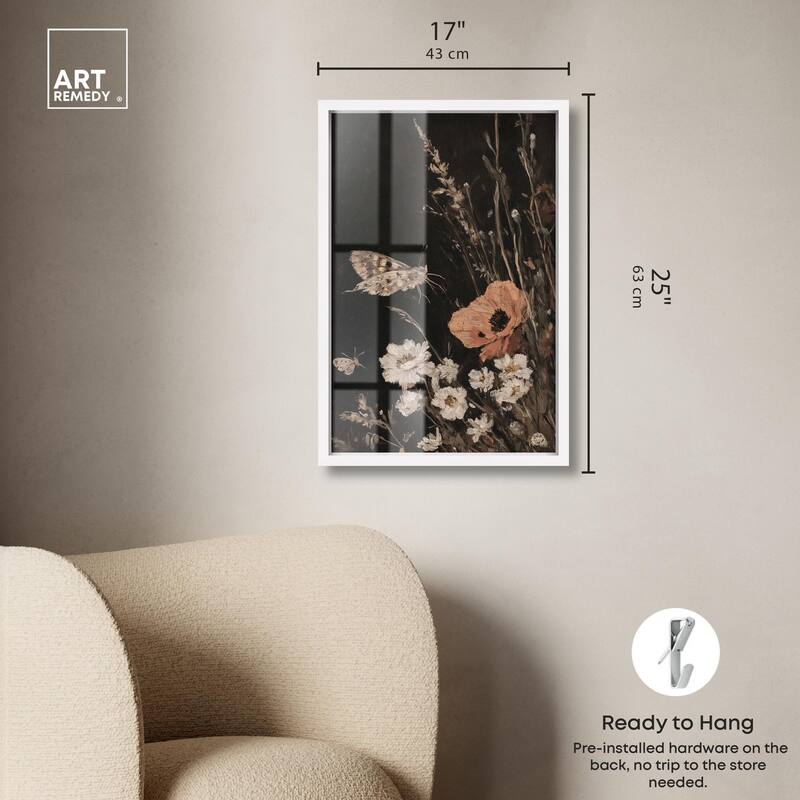 Poppy and Moth II Shadowbox by Art Remedy