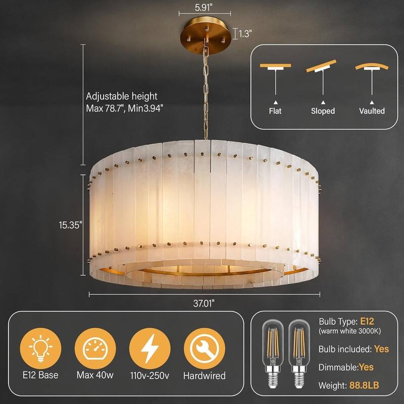 KAYLA Modern Chandelier 54 in Alabaster Chandelier