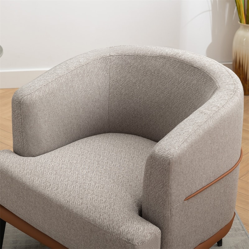 Modern Two-tone Barrel Fabric Chair, Upholstered Round Armchair