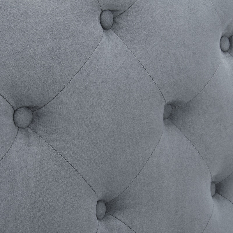 SAFAVIEH Rayna Grey Upholstered Tufted Headboard - Silver Nailhead (Full)