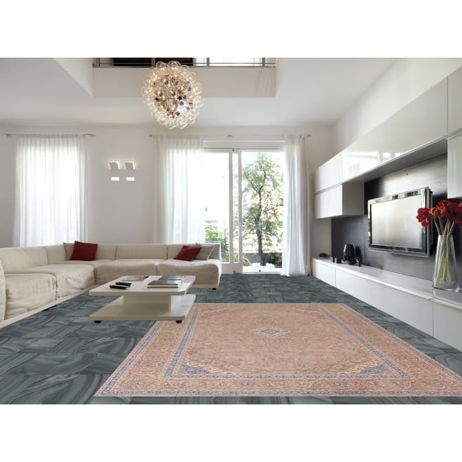 Pink Mashad Persian Vintage Area Rug Hand-Knotted Wool Carpet - 9'7"x 13'4"