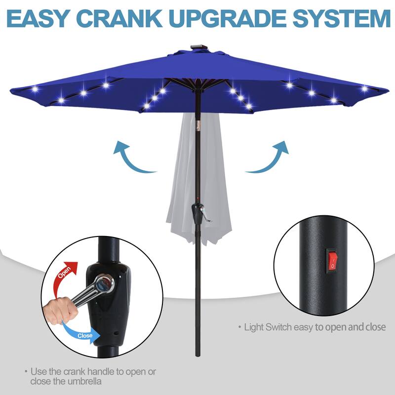 ABCCANOPY 10.5FT Outdoor Patio Solar Umbrella with 32LED Lights