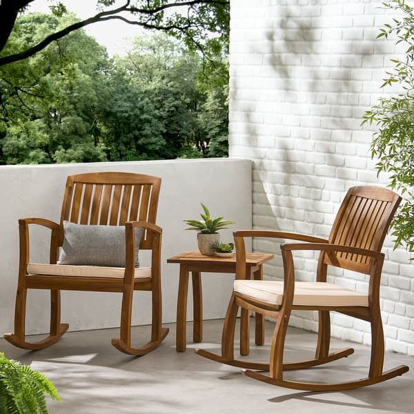 slide 2 of 18, Lucca Outdoor 3-pc. Rocking Chair Set by Christopher Knight Home Cream