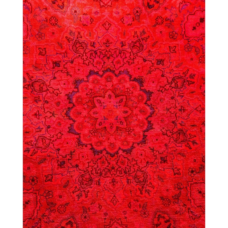 Overton Hand Knotted Wool Vintage Inspired Modern Contemporary Overdyed Pink Round Area Rug - 4' 3" x 4' 3"