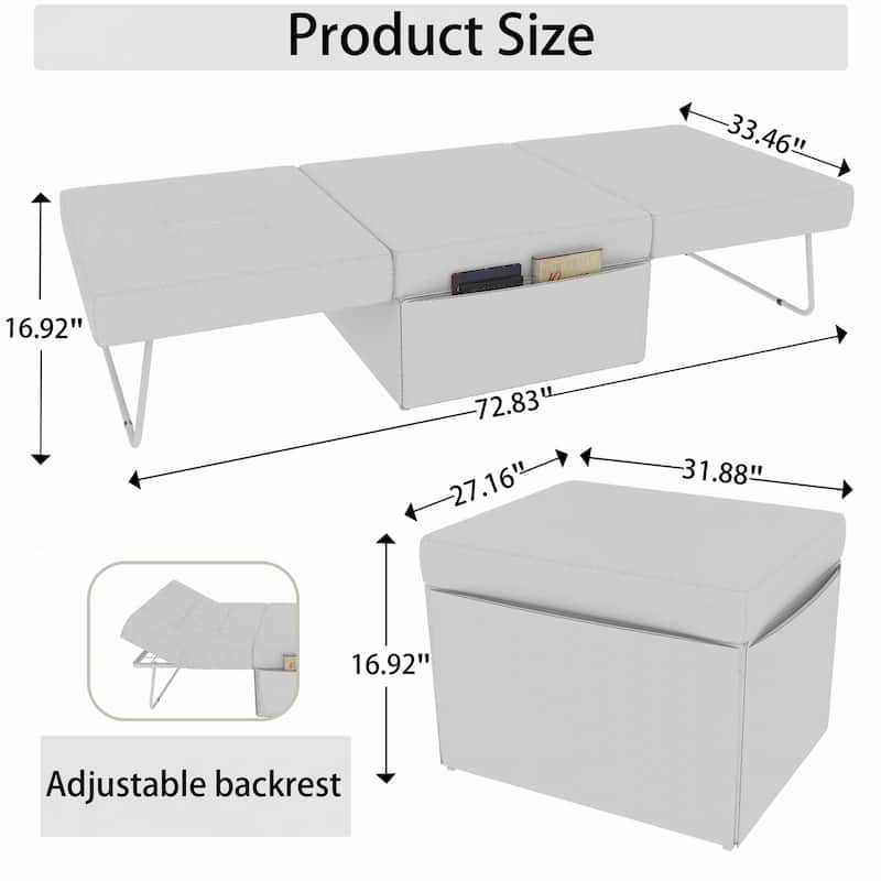 Convertible 4 in 1 Folding Ottoman Sleeper Bed