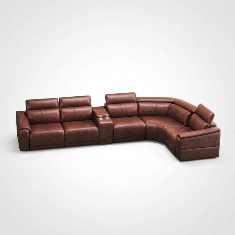 Power Recliner 6-Piece Sectional Sofa with Storage Console