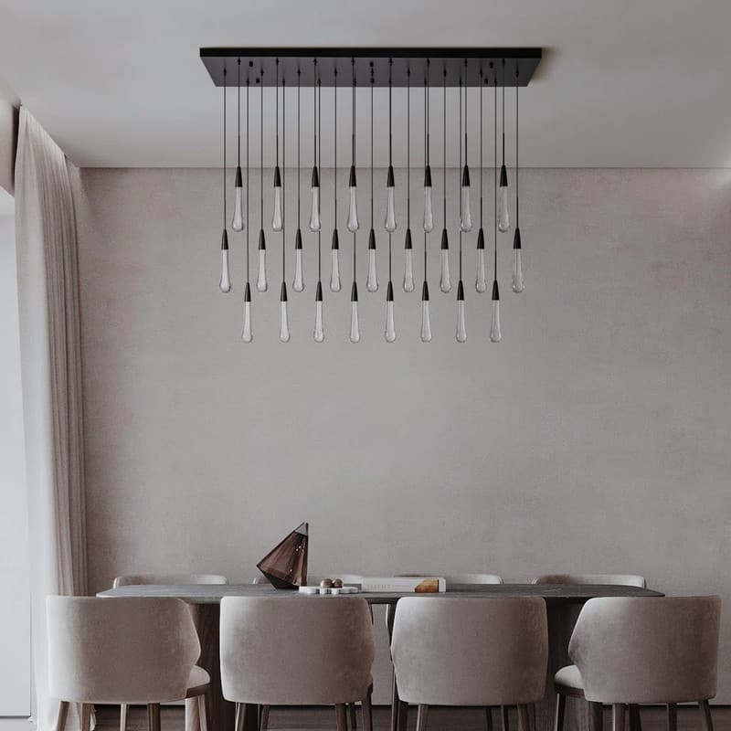 KAYLA Raindrop Chandelier, Modern Glass Pendant Light, Bulb Included