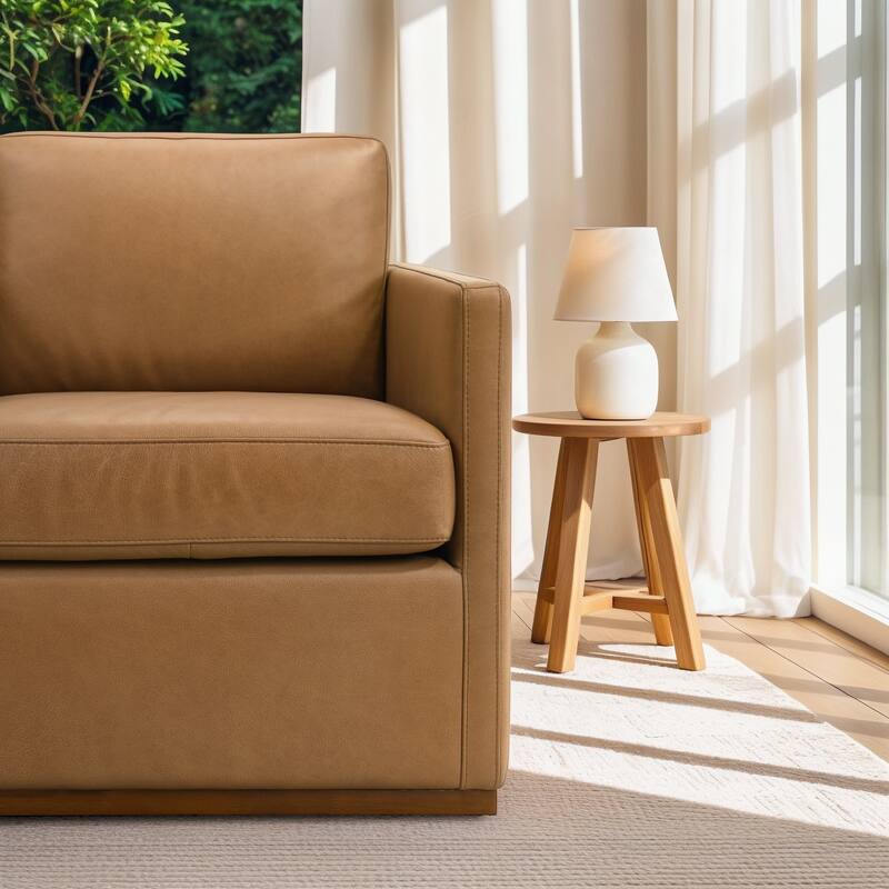 Cary Elegant Top-Grain Leather Swivel Chair with Mid-Century Modern Design