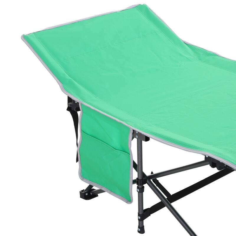 Outsunny Single Person Wide Folding Camping Cot Portable Outdoor Military Sleeping Bed, Green