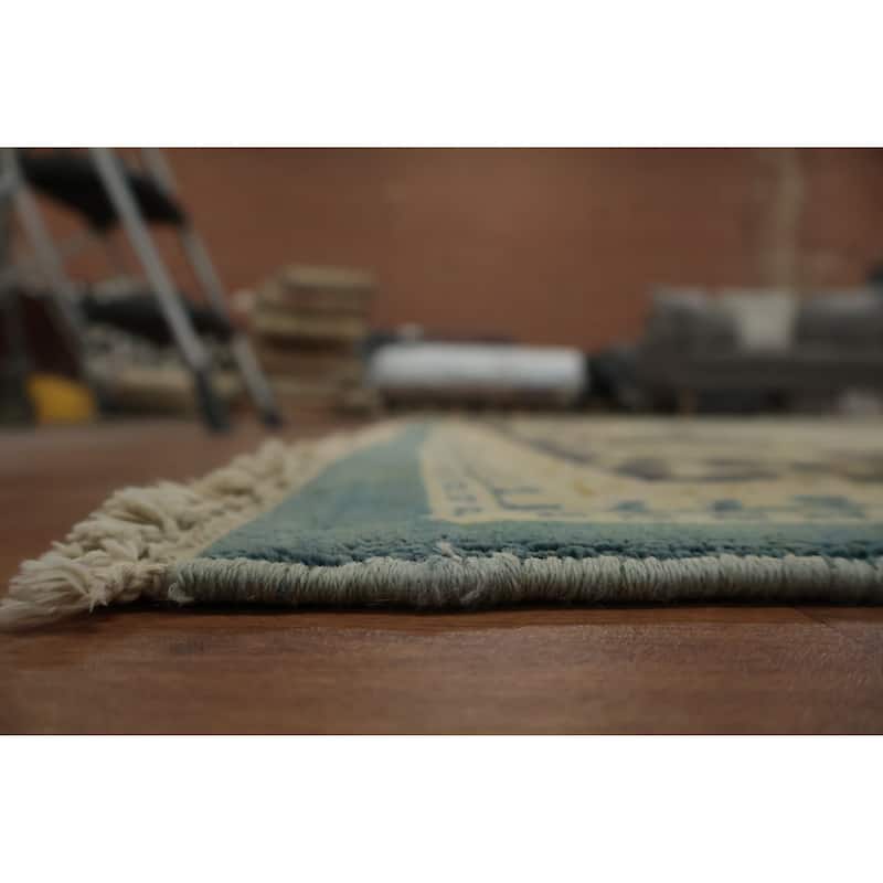 Hand Knotted Oriental 100% Wool Carpet Transitional Floral Navy Blue & Blues Oushak Area Rug - 12' 10'' X 9' 8''