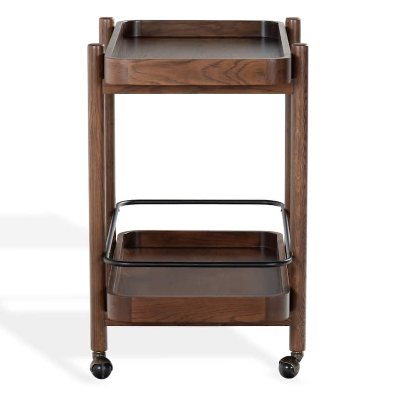 SAFAVIEH Couture Krystof 2-Shelf Wood Bar cart - 30"W x 20"D x 31"H - Walnut