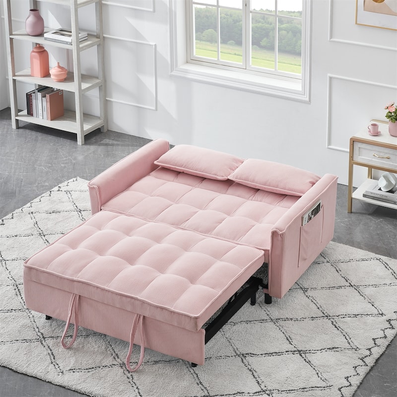 Modern Corduroy Sofa Bed with Adjustable Back