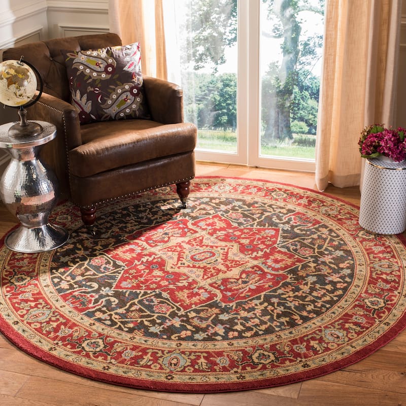 SAFAVIEH Mahal Haruko Traditional Oriental Rug - 3' Round - Red/Red