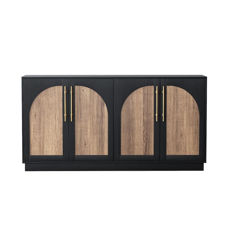Double Layered 4 Door Cabinet Modern Arched Design Storage Cabinet