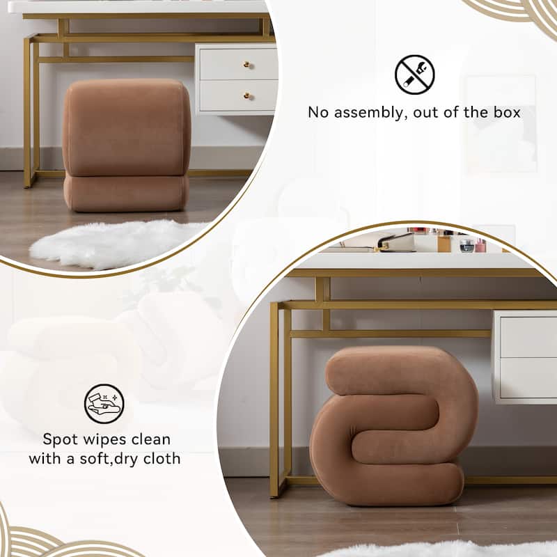 Modern S-shape Ottoman Makeup Stool Footstool for Living Room,Bedroom