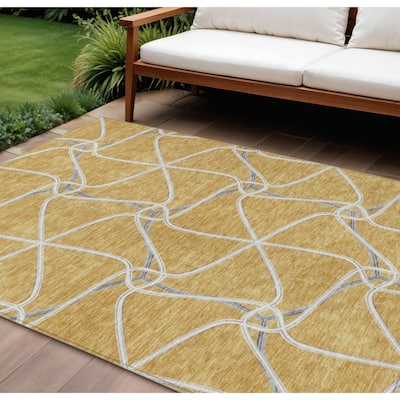 HomeRoots Geometric Contemporary Rectangle Outdoor Rug