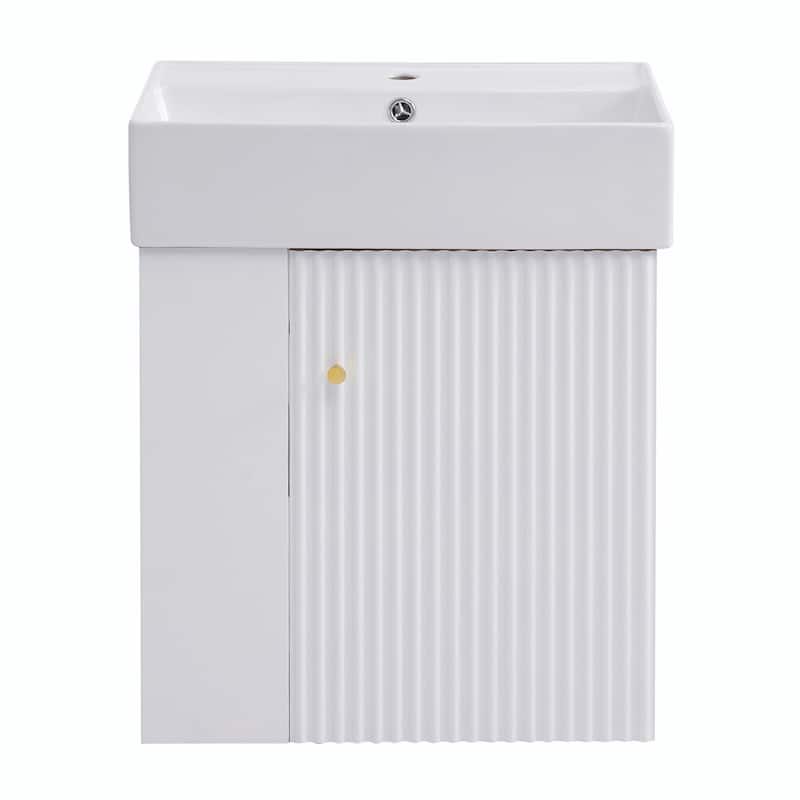 21.6-Inch Modern Floating Bathroom Vanity with Ceramic Basin