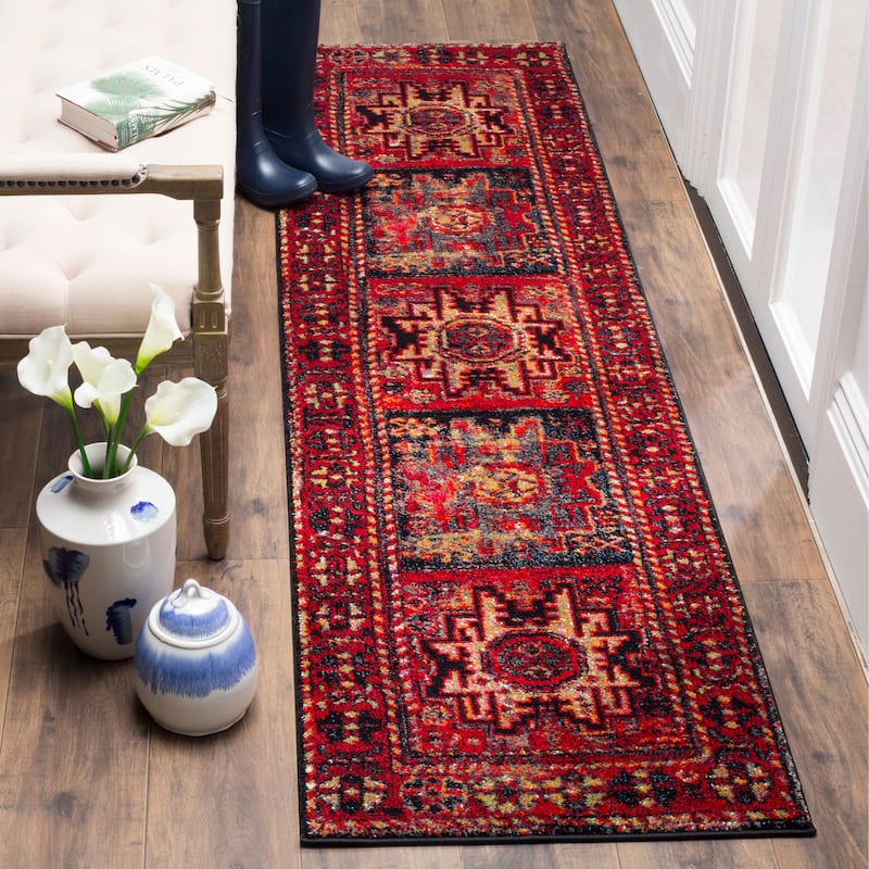 SAFAVIEH Vintage Hamadan Gody Oriental Distressed Rug - 2'3" x 20' Runner - Red/Multi