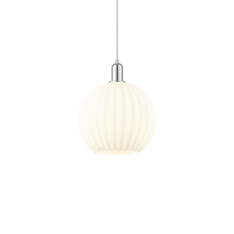 Innovations Lighting 716-1P-15-12 White Venetian Pendant White - Polished Chrome / White Venetian