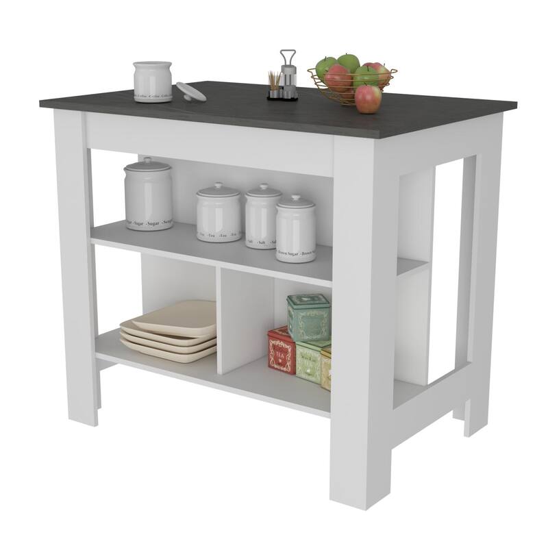 FM Furniture Brooklyn Kitchen Island with Open Storage