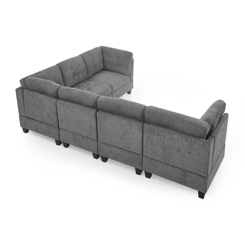 6seat DIY Modular Combination Couch Modern Chenille Sectional Sofa Set