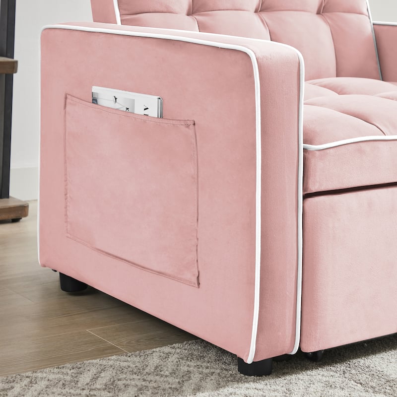 GDFStudio - Flora Modern 3-in-1 Convertible Sleeper Chair Sofa Bed, Adjustable Pull-Out Sofa with Storage