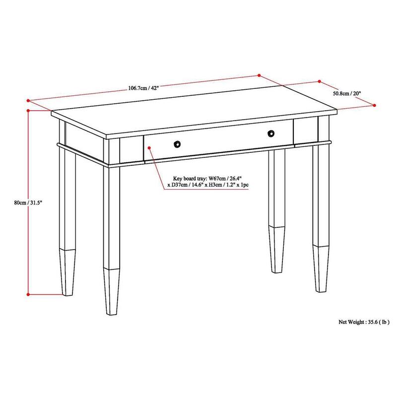 WYNDENHALL Sterling SOLID WOOD Transitional 42 inch Wide Home Office Desk