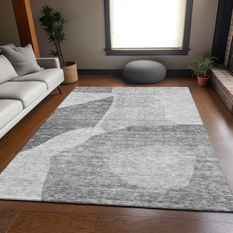 Premium Washable Super Soft Contemporary Geometric Mayfield Rug - Silver - 2' 6" x 3' 10" - Rectangle
