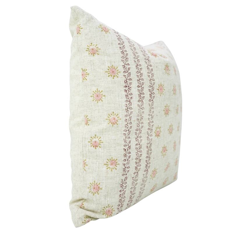 Fabdivine Peach 12x20 Inch Floral Cushion Cover for Summer Bedroom Rectangle Throw Fall Décor Viscose Linen Lounge, Happy Bloom