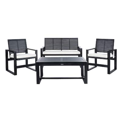 SAFAVIEH Ozark Outdoor 4-Piece Black Wash Living Set